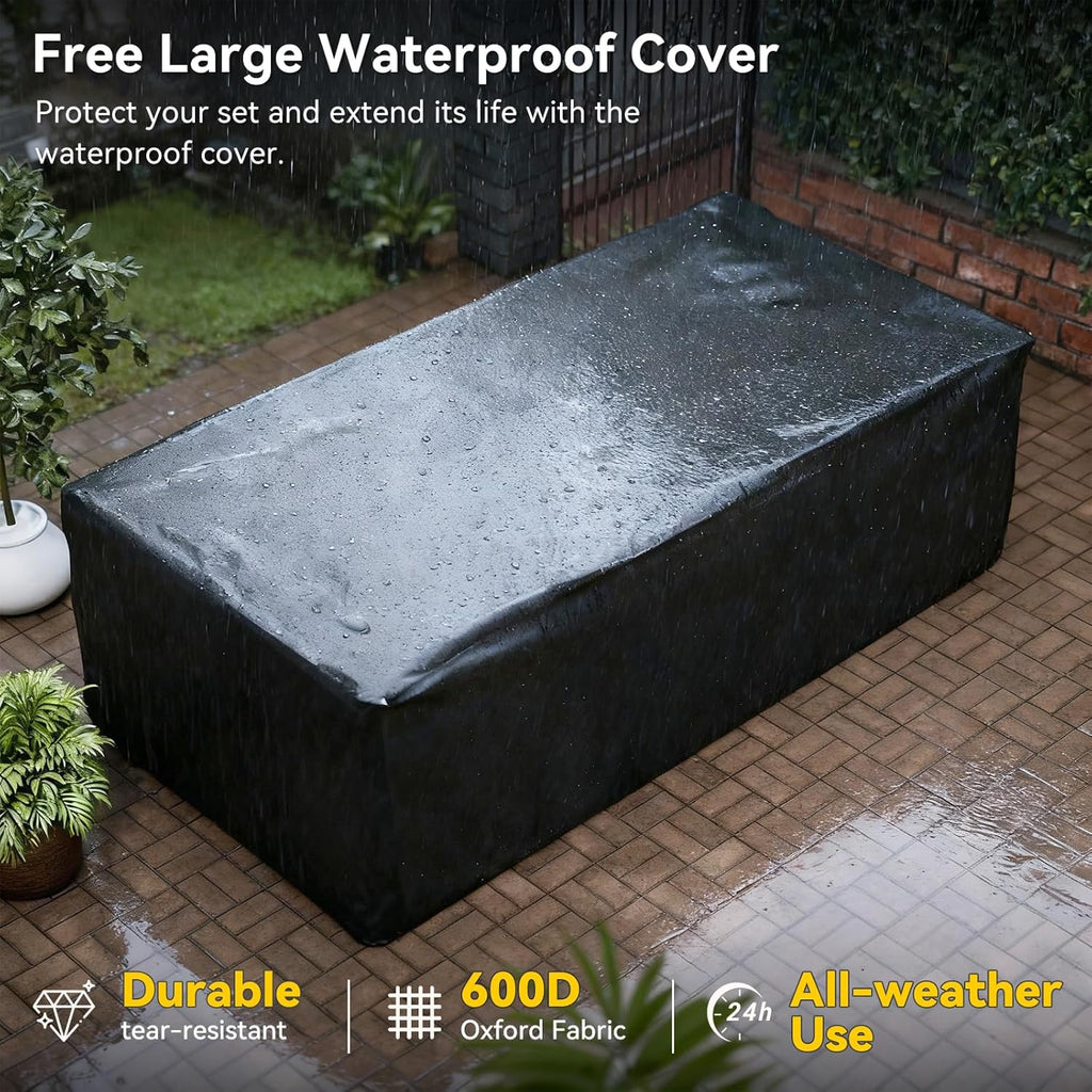 Aoxun Patio Furniture Set, 7 Piece Outdoor Sectional Sofas with Waterproof Cover