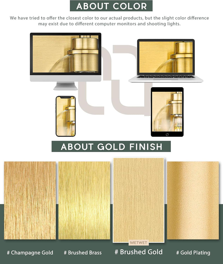 2 Light Bathroom Vanity Light, Brushed Gold Double Wall Sconce with Flared White Fabric Shade, Modern Sconces Wall