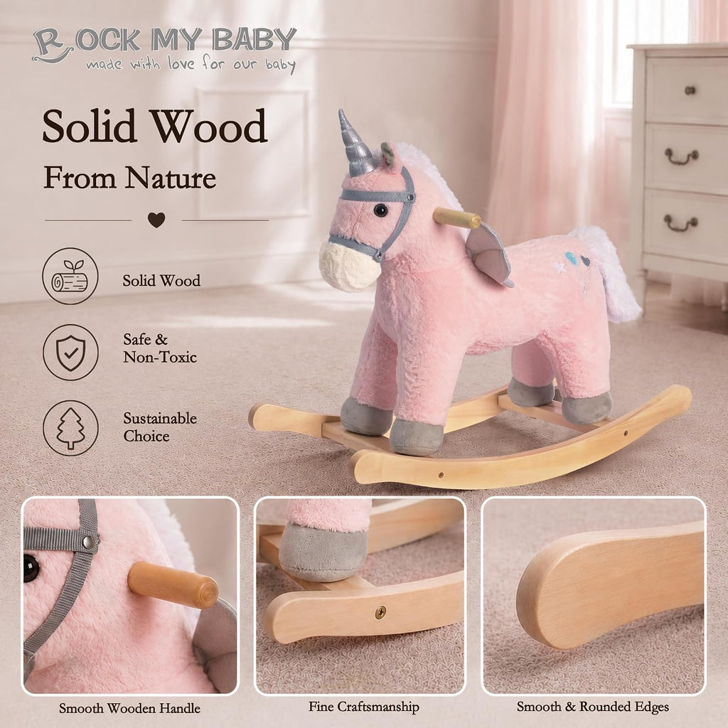 My Baby Rocking Horse, Rocking Animal with Realistic Sound, Stuffed Rocker for Toddlers 18M+, Soft Filling Ride on