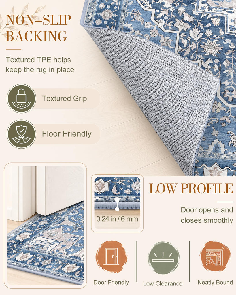 2'6"x12' Washable Runner Rug, Non Slip Carpet Kitchen
