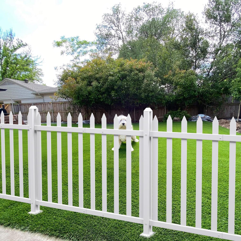5 Sets 36"H x 84"W Vinyl White Picket Fence Panels Decorative Fencing for Front Porch Yard Garden Pool (34 Pickets