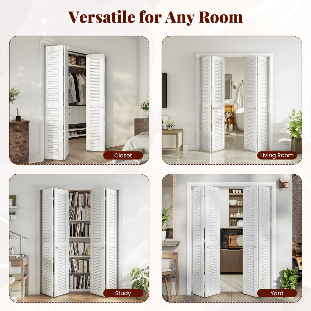 72" x 80" Louvered Bifold Closet Door, MDF, White