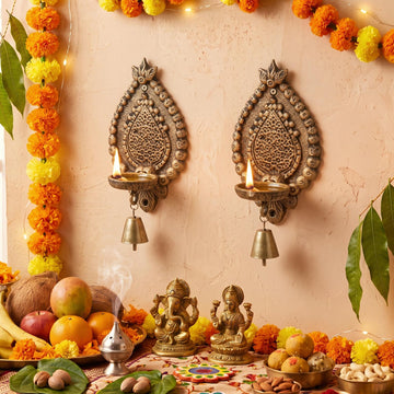 2 Set Diwali Hanging Diya Lamp Wall Candle Holder, Classic