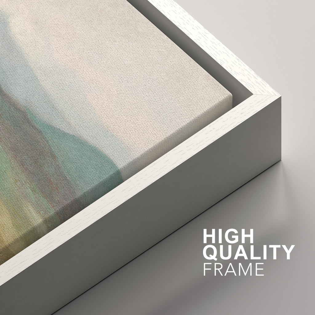Framed Canvas Print Wall Art Set Soft Green Mountain Landscape Illustration Modern Art Decorative Nature - 24"x36"x2