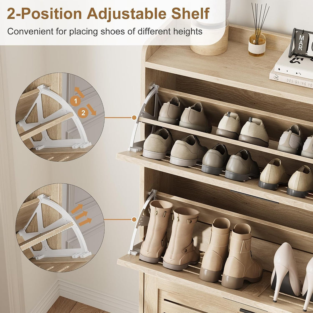 Shoe Cabinet Storage, Narrow Shoe Cabinet, Oak