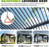 Louvered Pergola 10x12, Steel Aluminum Pergola with Adjustable Louvered Roofs