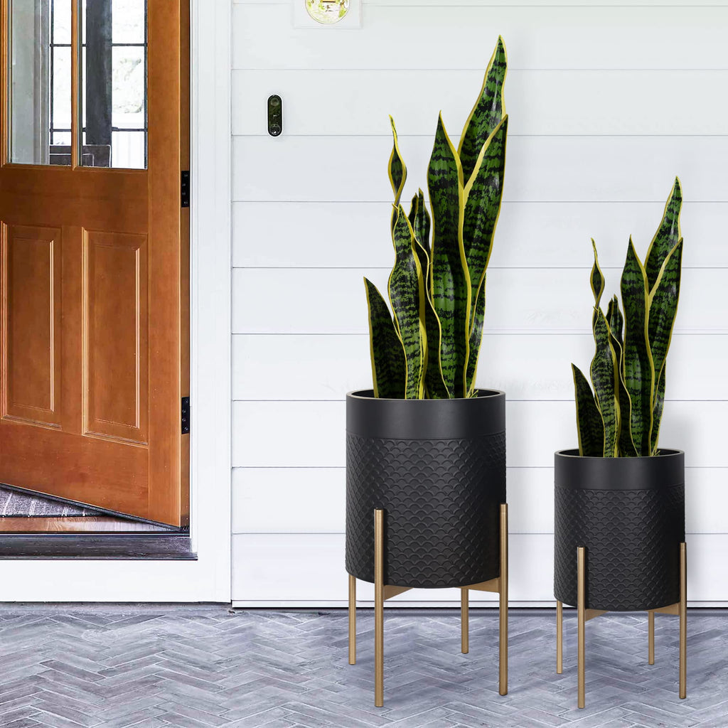 Planters for Indoor Plants, Set of 2 Decorative Planter with Stand