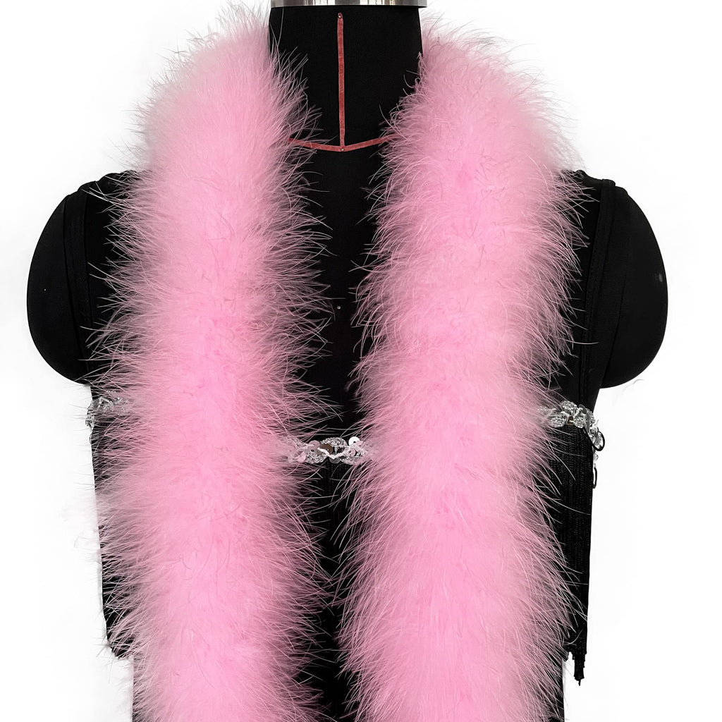 40g Fluffy Marabou Feather Boa for DIY Craft Sewing Trim Home Wedding Party Decoration-Light Pink - 2 Yards