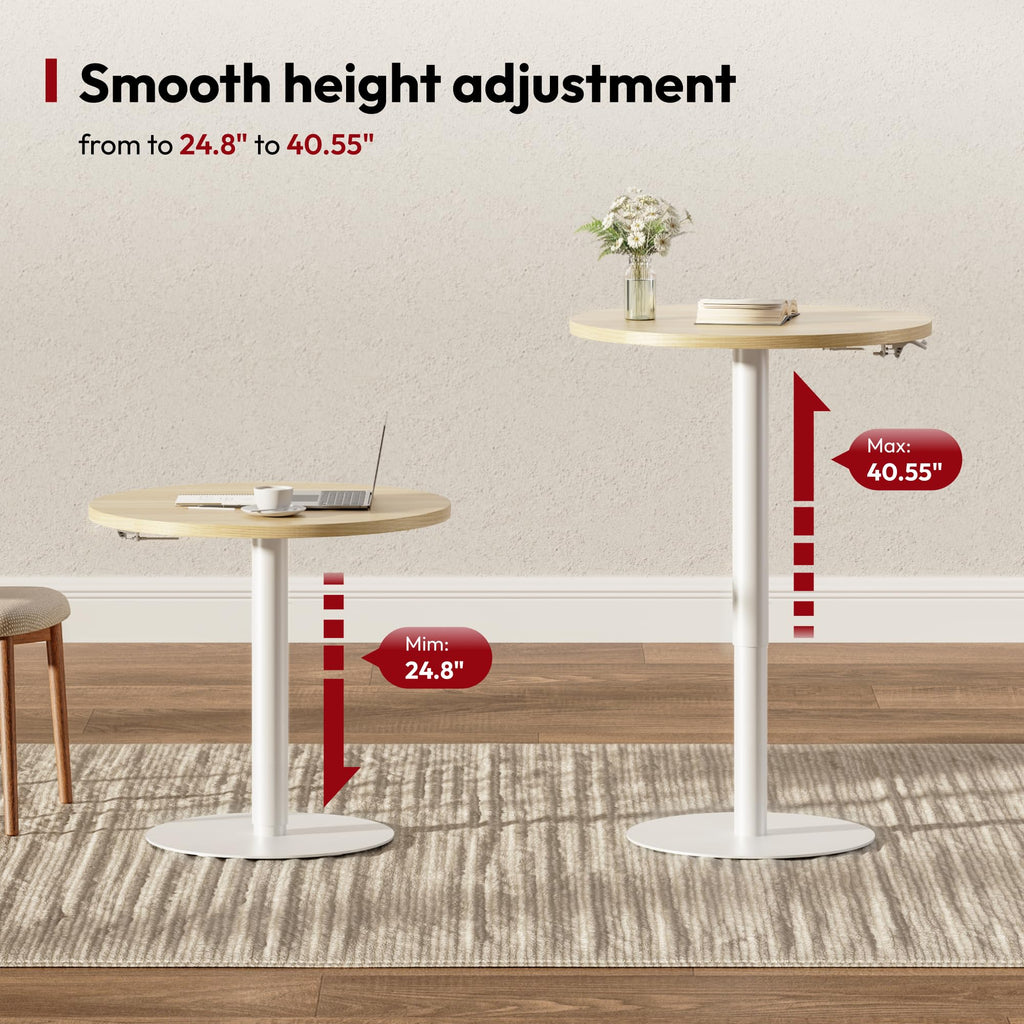 23.6'' Pneumatic Height Adjustable Round Dining Table Bar Table