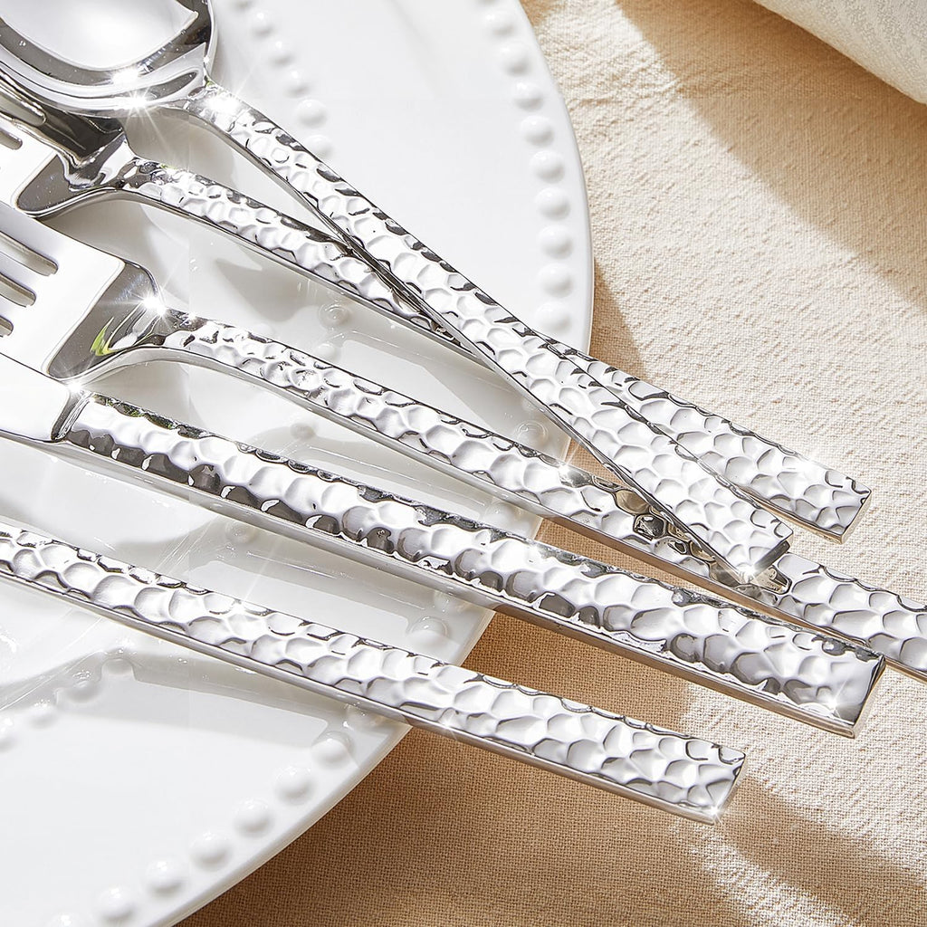 20-Piece Hammered Silverware Set, 18/10 Stainless Steel Flatware Set for 4, Cutlery Set