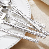 20-Piece Hammered Silverware Set, 18/10 Stainless Steel Flatware Set for 4, Cutlery Set