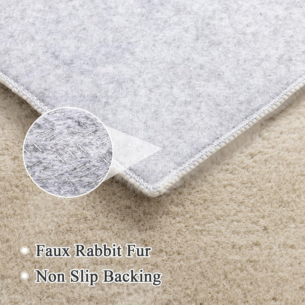 Faux Rabbit Fur Area Rugs Non Slip Washable