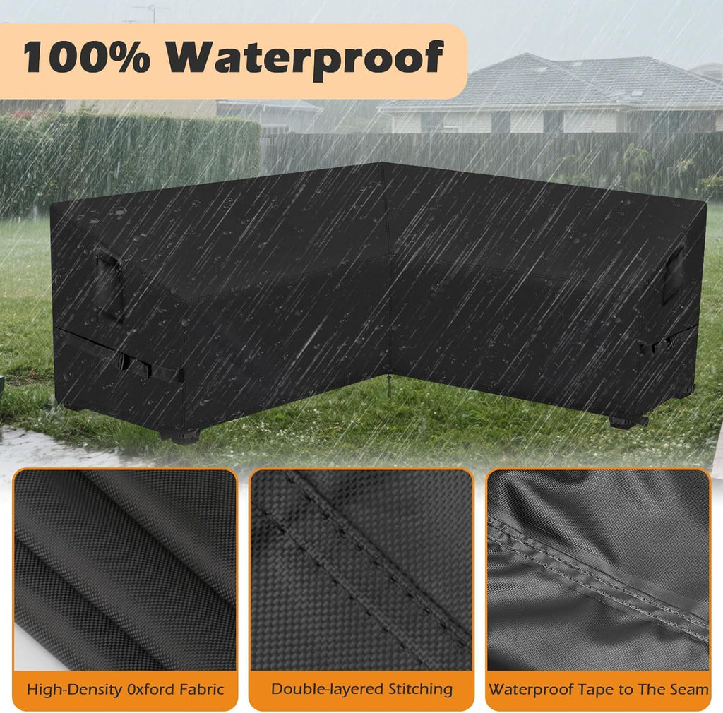 Outdoor V-Shaped Sectional Couch Cover 85 x 85 inch | Fit 83"x83",84"x84",85"x85" L-Shaped Sofa,Waterproof Patio