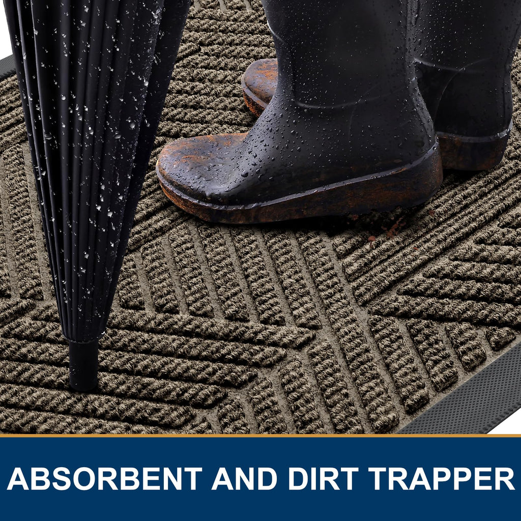 Front Door Mat Outside Entrance, Low Profile Rubber Doormat, 71x34