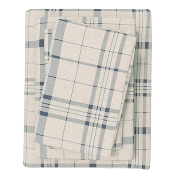 Flannel Sheets - 100% Turkish Cotton, Double-Brushed, Plaid and Stripe Bed Sheet Set - Ultra-Soft, Cozy