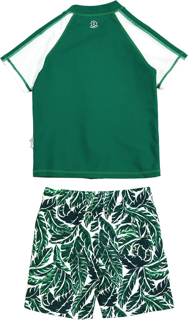 Boys' Short Sleeve Rash Guard & Swim Shorts Set - UPF 50+ Sun Protection