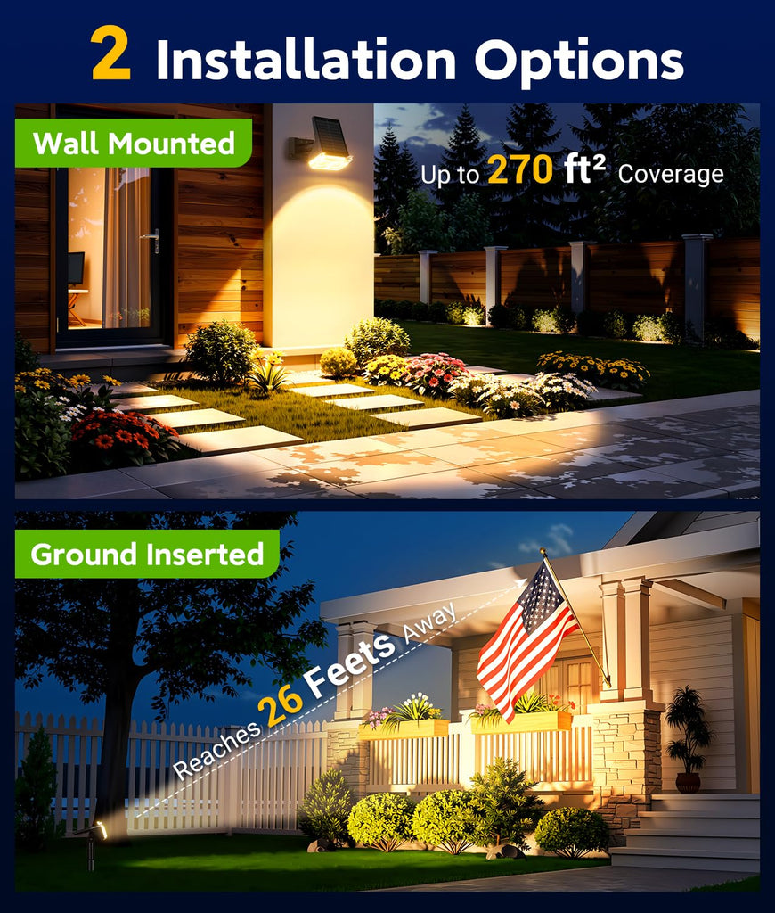 Solar Spot Lights Outdoor Waterproof, 12Pack, 14 Big LEDs, 2 Modes