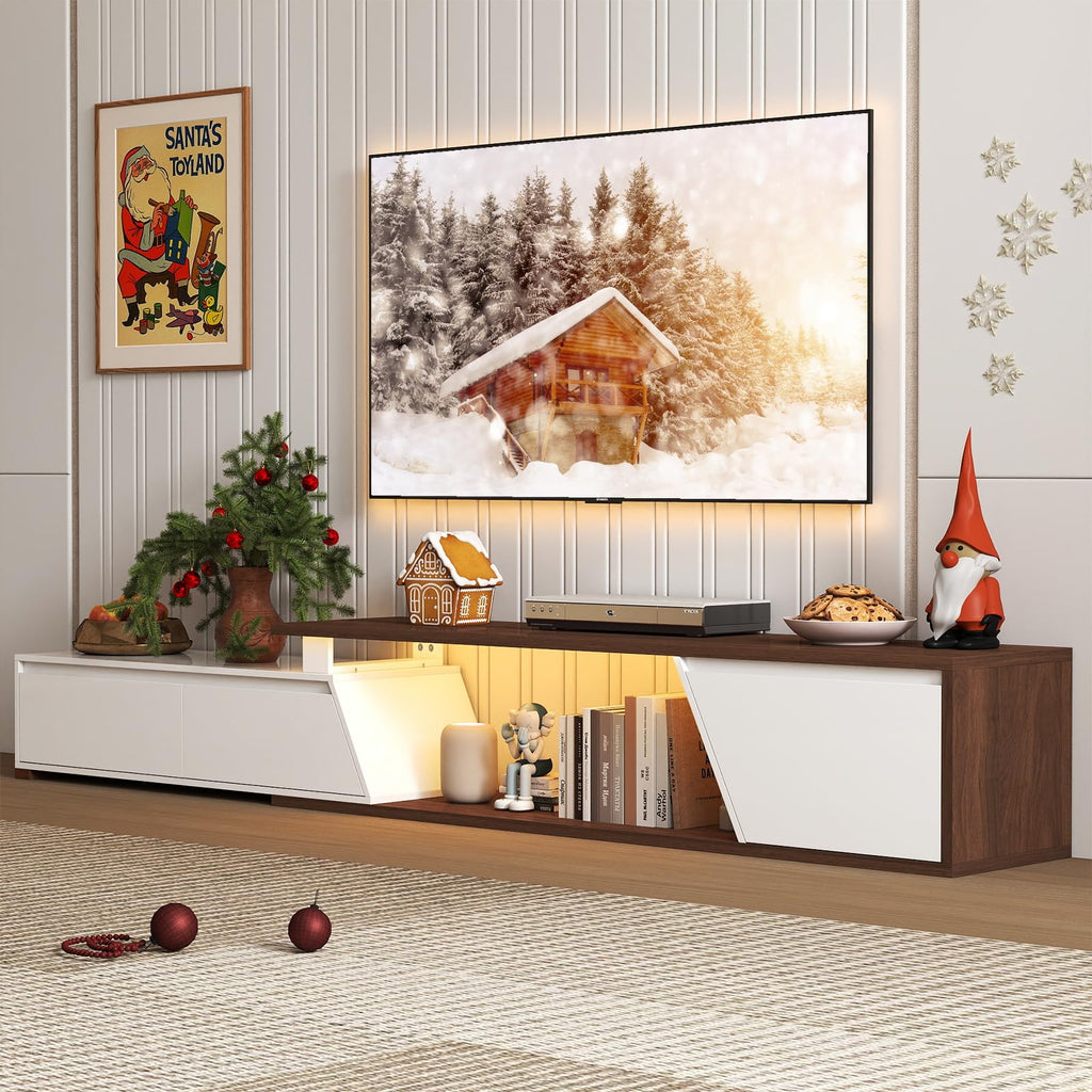 Extendable TV Stand, LED Entertainment Center, 71.0" - 106.3"
