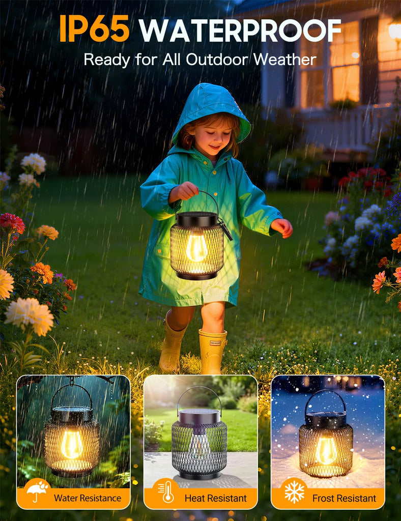Metal Solar Lanterns Outdoor Waterproof, 4 Pack Brighter Hanging Solar Lights for Outside, Up to 15 Hours Modern
