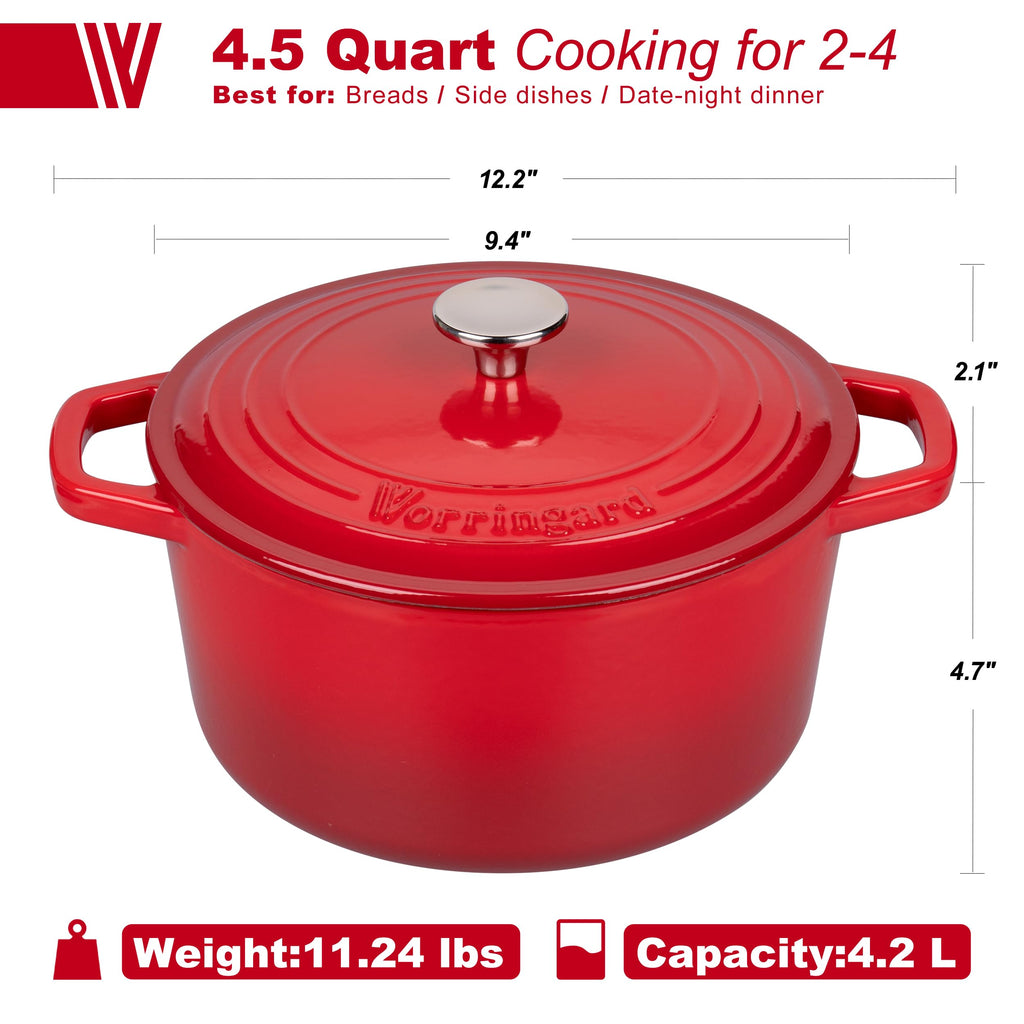 Enameled Cast Iron Dutch Oven Pot with Lid, for Bread Baking, Round Bread Oven- include Sourdough Bread Baking