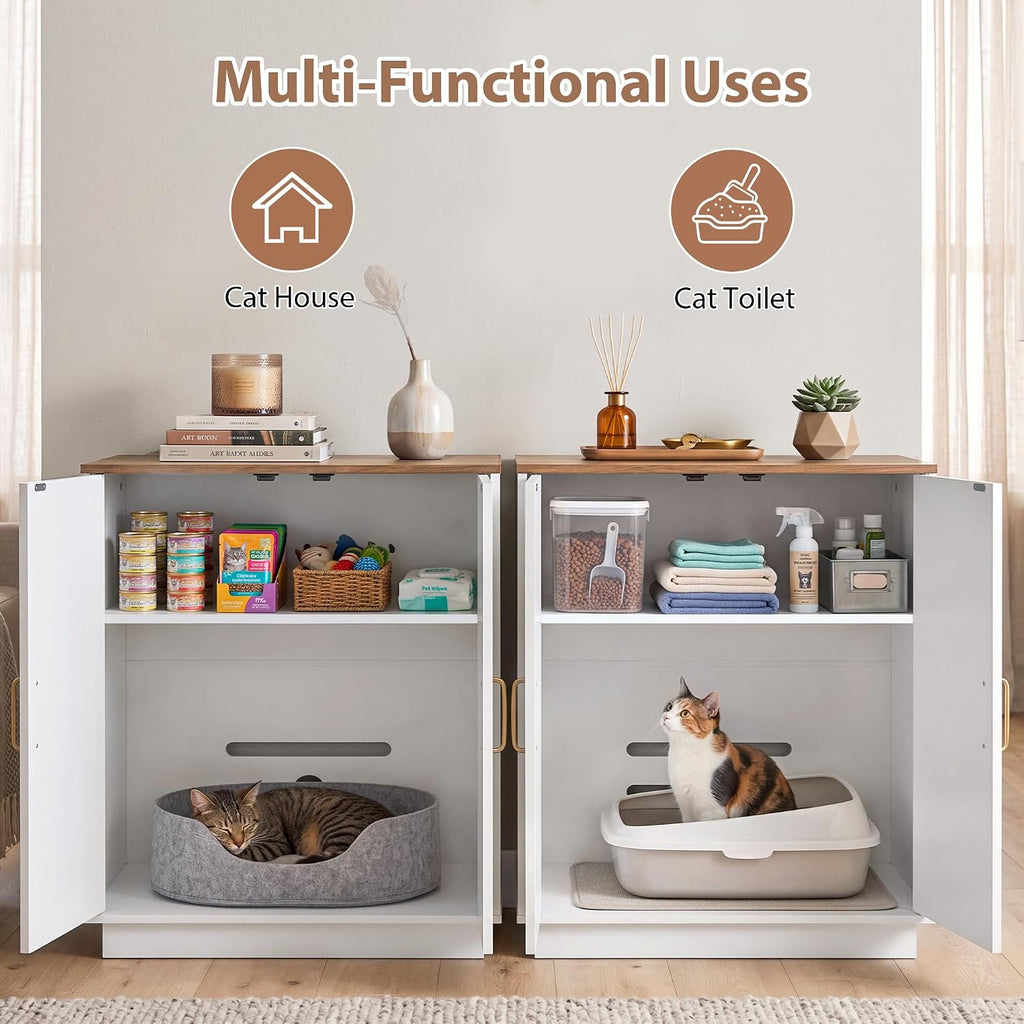 Litter Box Enclosure, 30.9'' High Large Litter Box Furniture, Modern Cat Litter Box Enclosurewith Hidden Storage