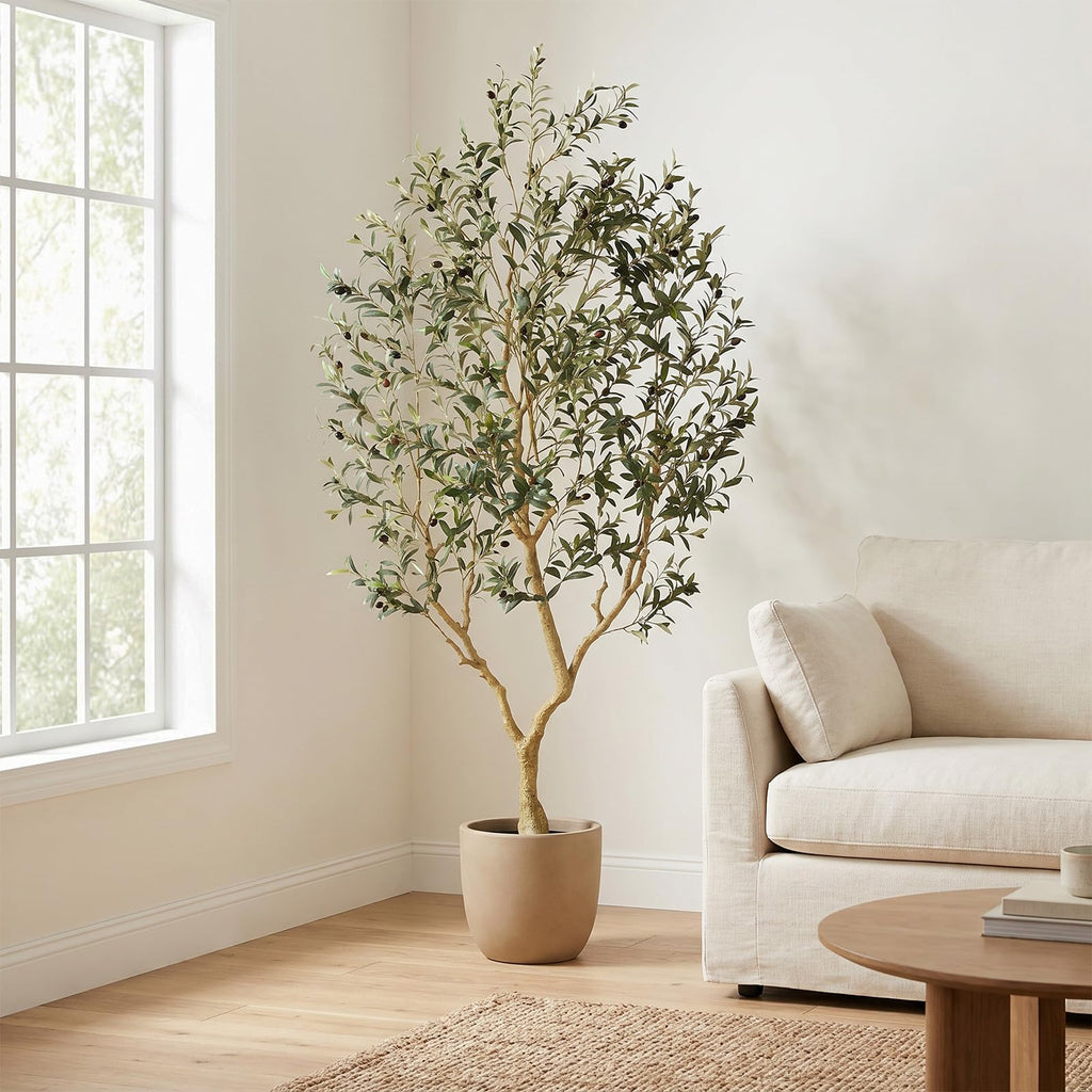 Artificial Olive Tree 7FT with Lifelike Trunk & Realistic Olives