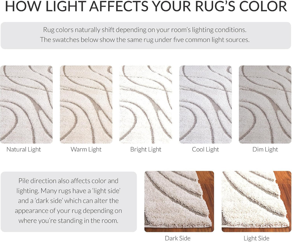 Florida Shag Collection Area Rug - 5'3" x 7'6", Cream & Beige, Non-Shedding & Easy Care, 1.2-inch Thick Ideal for