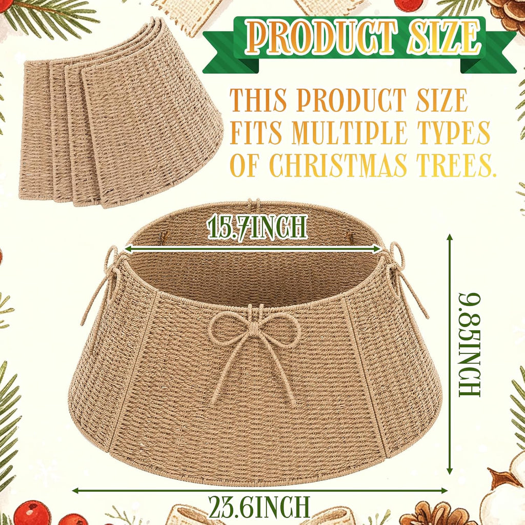24 Inch Christmas Tree Collar Wicker Tree Skirt Stand Base