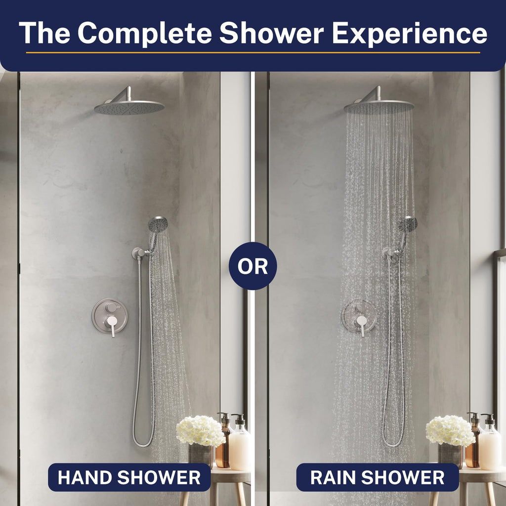 Metal Rain Shower System with Handheld, Valve and Trim Kit