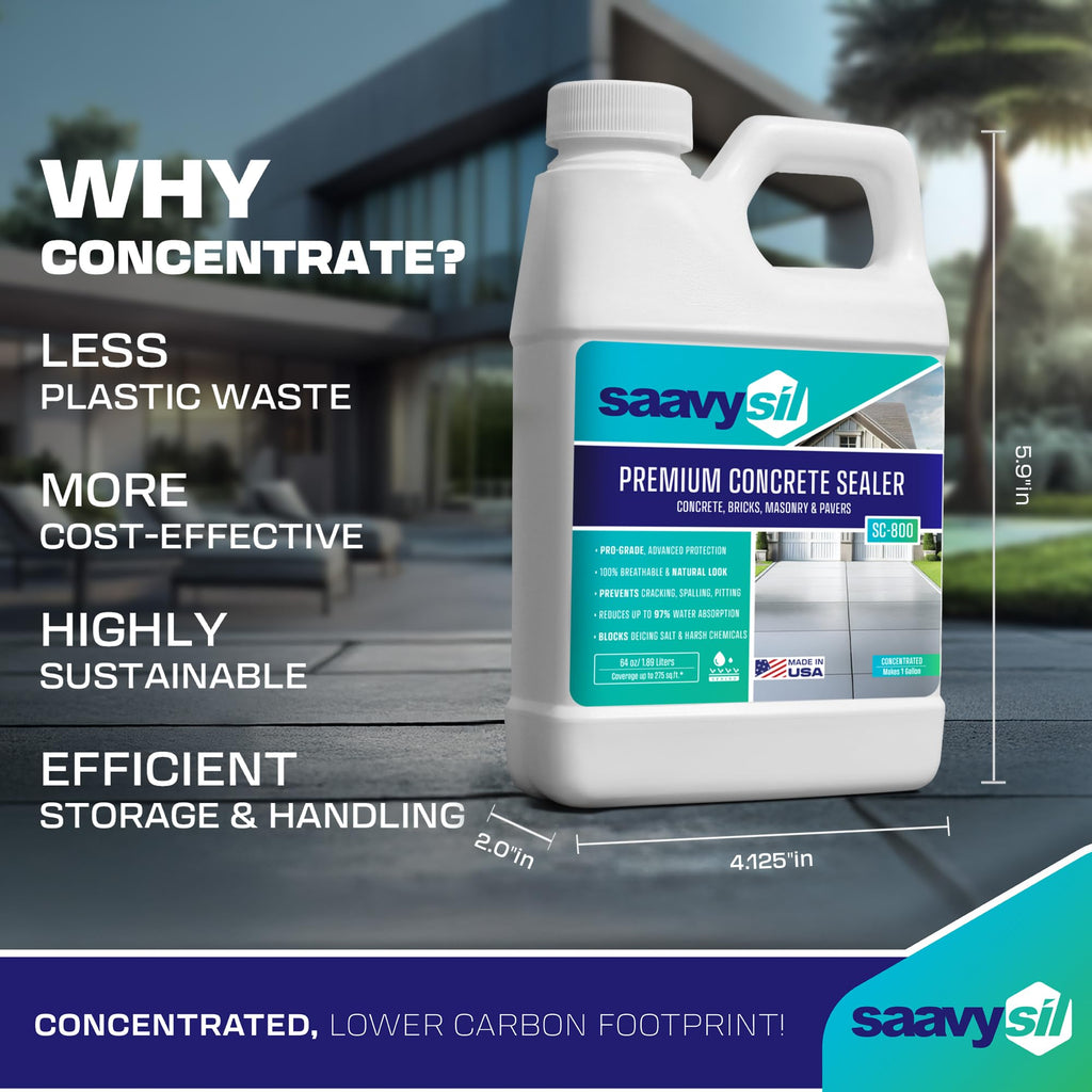 Silane Siloxane Penetrating - 64 oz Makes 1 Gallon - Water-Based Waterproof Protection for Indoor/Outdoor Concrete