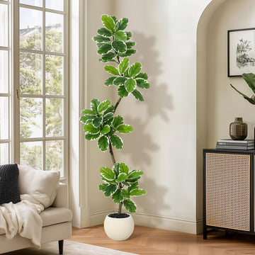 Fiddle Leaf Fig Tree Artificial Indoor with Sphere Planter