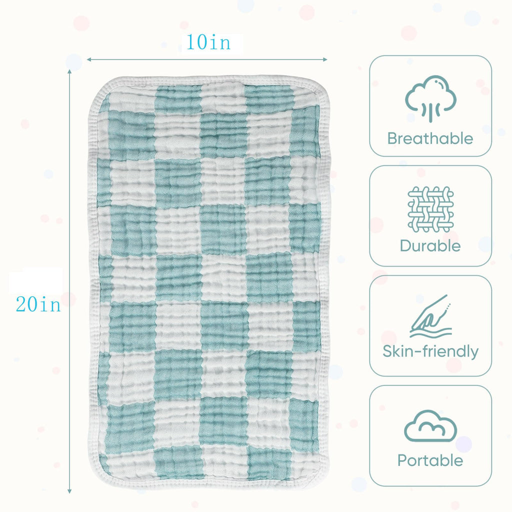 Muslin Burp Cloths 20"x10" Baby Burp Cloths 5-Pack(5, Blue & Green)