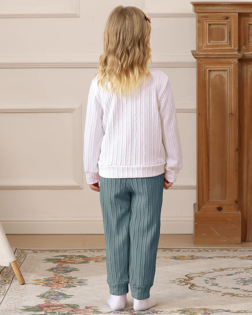 Toddler Girl Fall Clothes: Soft Warm Outfits Sets Fox Embroidered Knit Sweatshirt & Solid Sweatpants Cute Home &