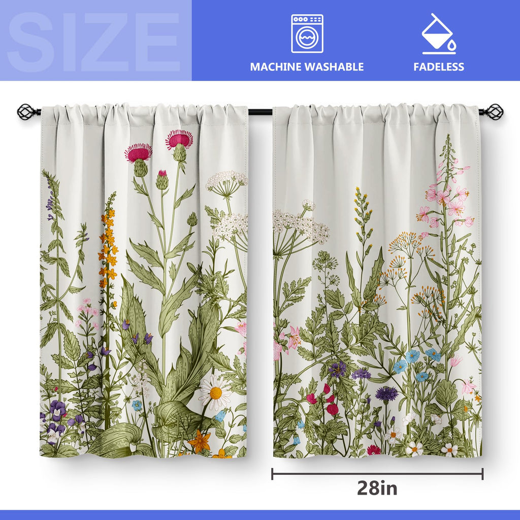 Boho Mountain Cactus Kitchen Curtains - Minimalist Abstract Mid Century Modern Sunset Plant Art Short Tier Curtains