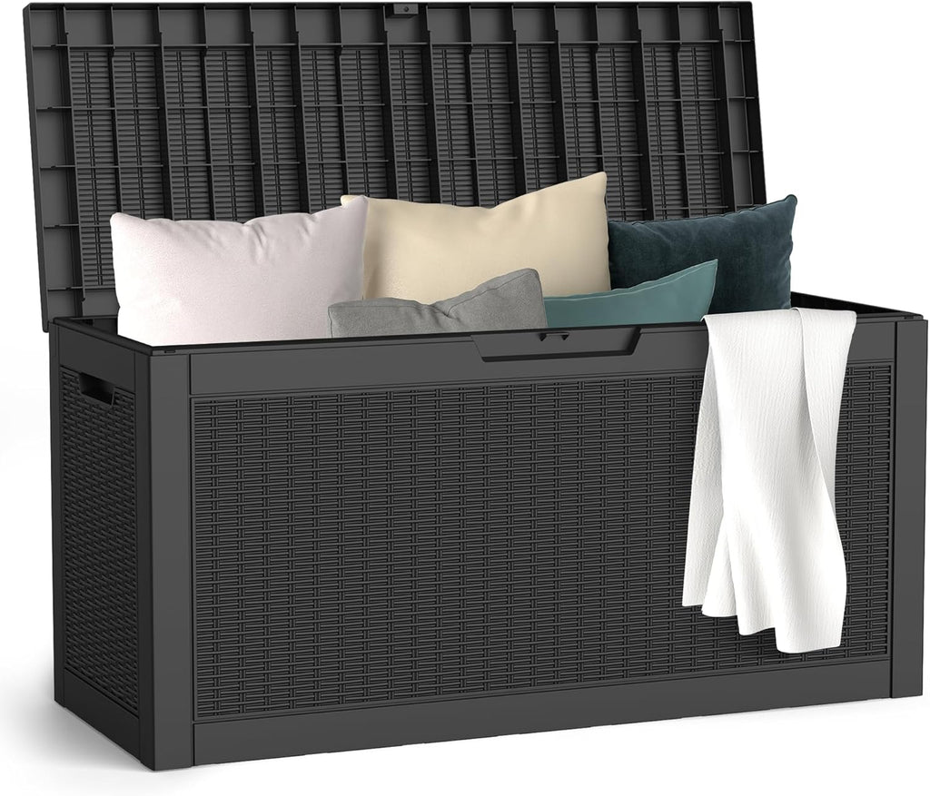 Outdoor Storage Box, 66 Gallon Waterproof Deck Boxes, Large Lockable Pool Storage Bins for Package Delivery, Porch