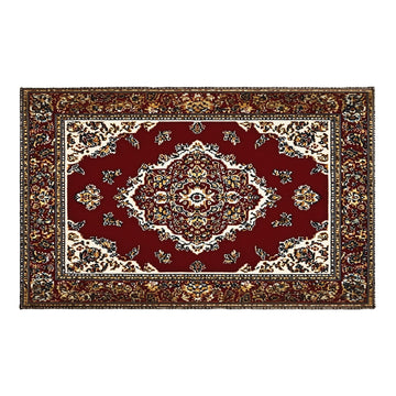 Ethnic Boho Bathroom Rug- Vintage Rusty Red Tribal Floral Bath Mats 32x20in- Antique Farmhouse Traditional Non-Slip