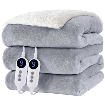 Queen Size Heated Electric Blanket 84"x90", Soft Flannel Fleece Bed Warmer with 5 Heat Settings & 10H Auto Shut Off