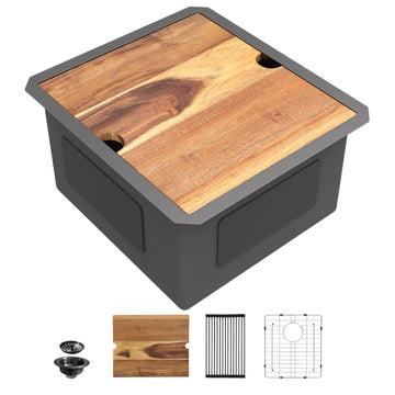 17"x19" Undermount Black Bar Prep Sink Workstation
