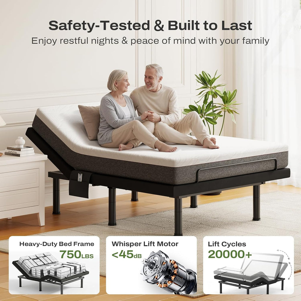 Split King Adjustable Bed Frame with Massage and Head & Foot Incline