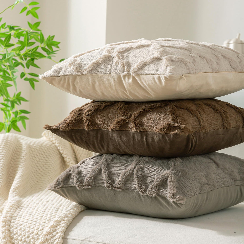 Set of 2 Soft Moroccan Throw Pillow Covers 20x20 Inch Plush Boho Decorative Pillow Cover Accent Cushion Case for