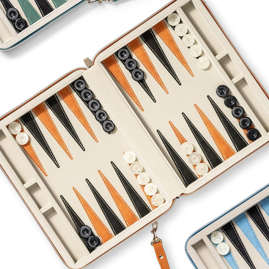 Backgammon Sets for Adults and Kids, Classic Backgammon Board with Unique Checkers Dice, Folding Faux Leather