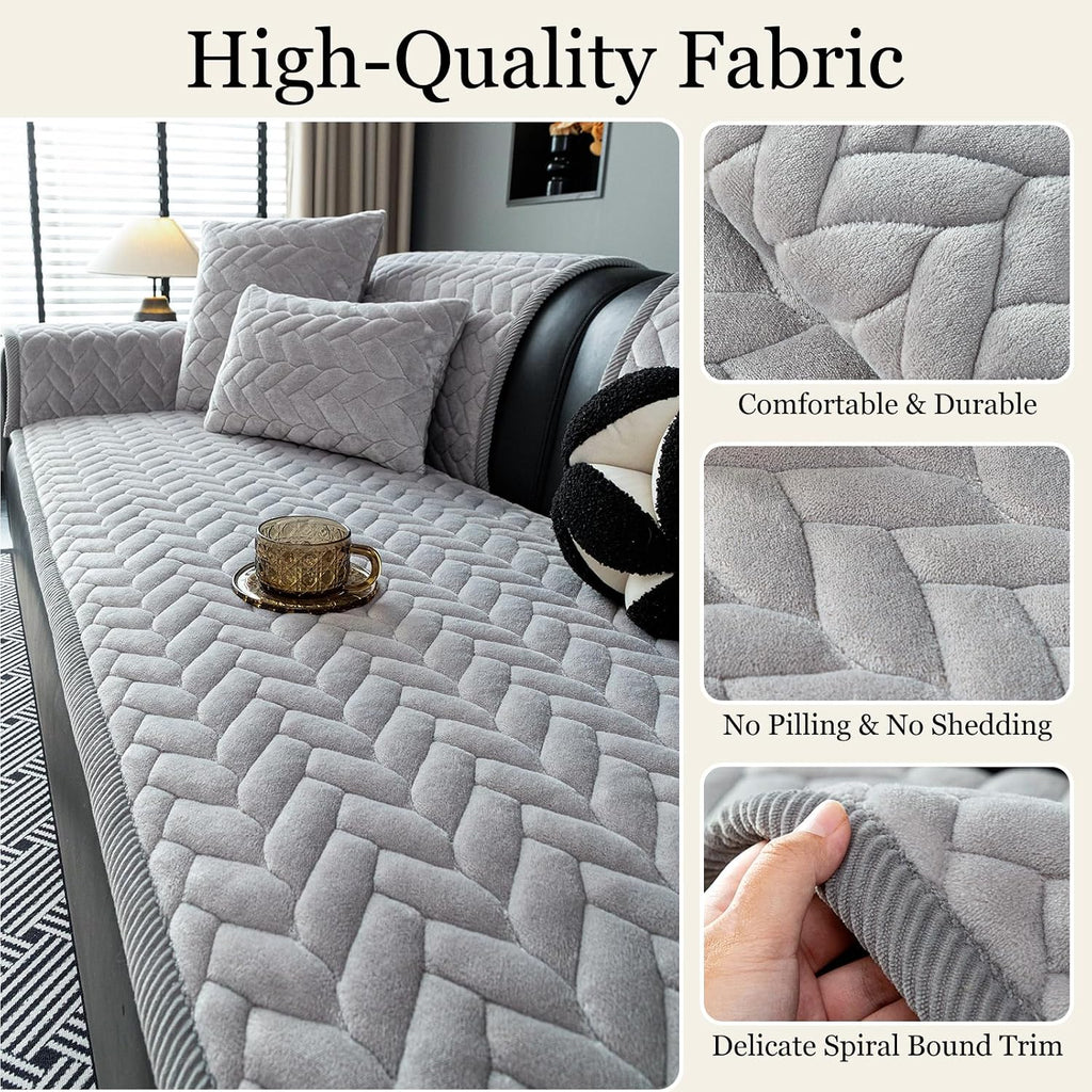Quilted Couch Cover for Pet, Dog Couch Cover for Sofa, Light Gray