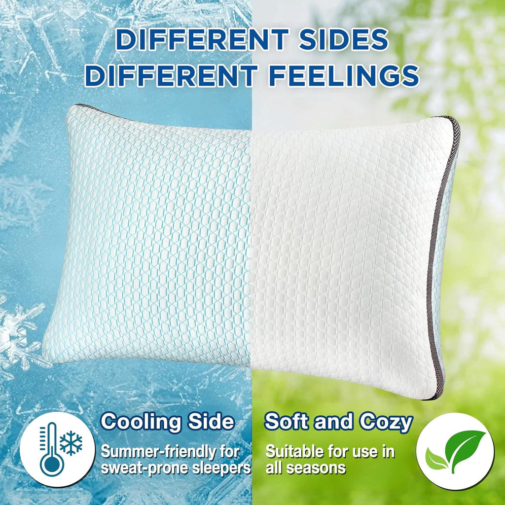 Cooling Pillows King Size Set of 2,Shredded Memory Foam Pillows | Bed Pillow for Hot Sleepers Adjustable Firm Pillow
