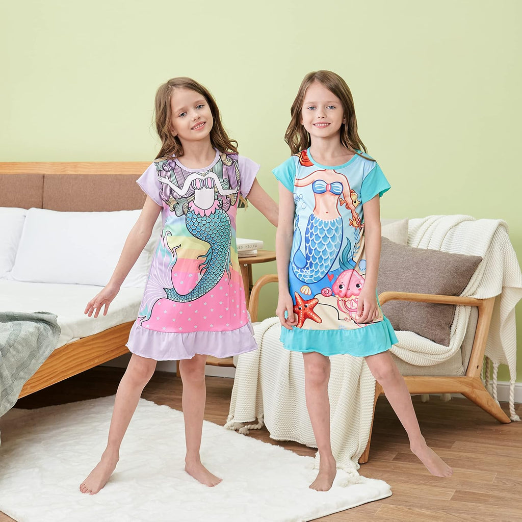 Nightgowns for Girls Kids Pajamas Princess Dress Sleepwear Night Gown