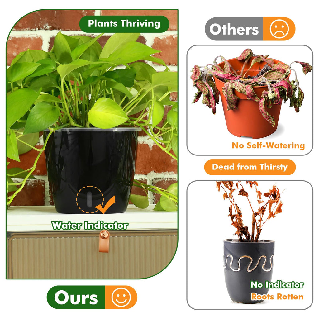 5/6.7 Inch Self Watering Pots for Indoor Plants, 8 Packs Self Watering Planters for Orchid, Spider Plant, Devil's Ivy