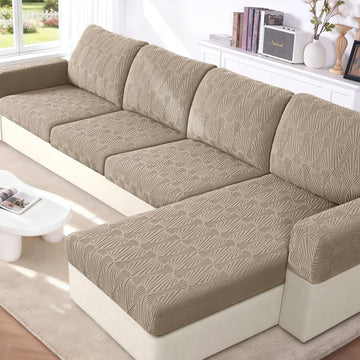 Stretch Couch Cushion Covers for Sectional Sofa, Khaki