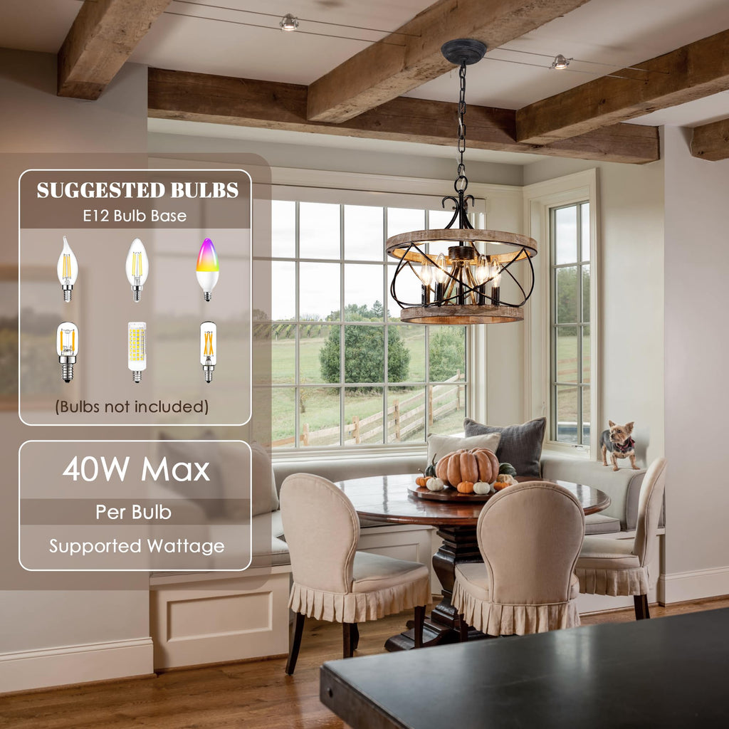 20" Wood Farmhouse Chandelier