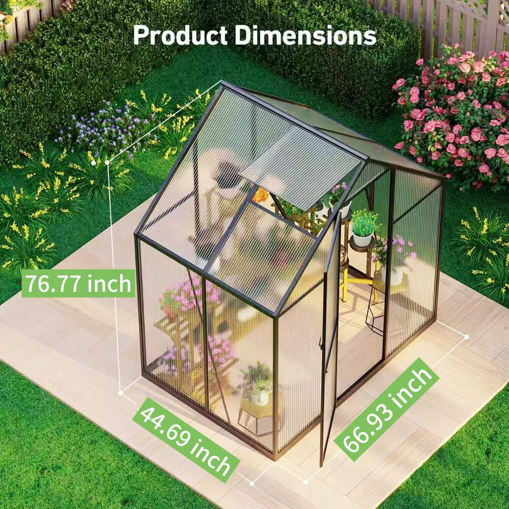 6x4FT Greenhouse with Hygrometer, Windproof Warm Plant Green Houses