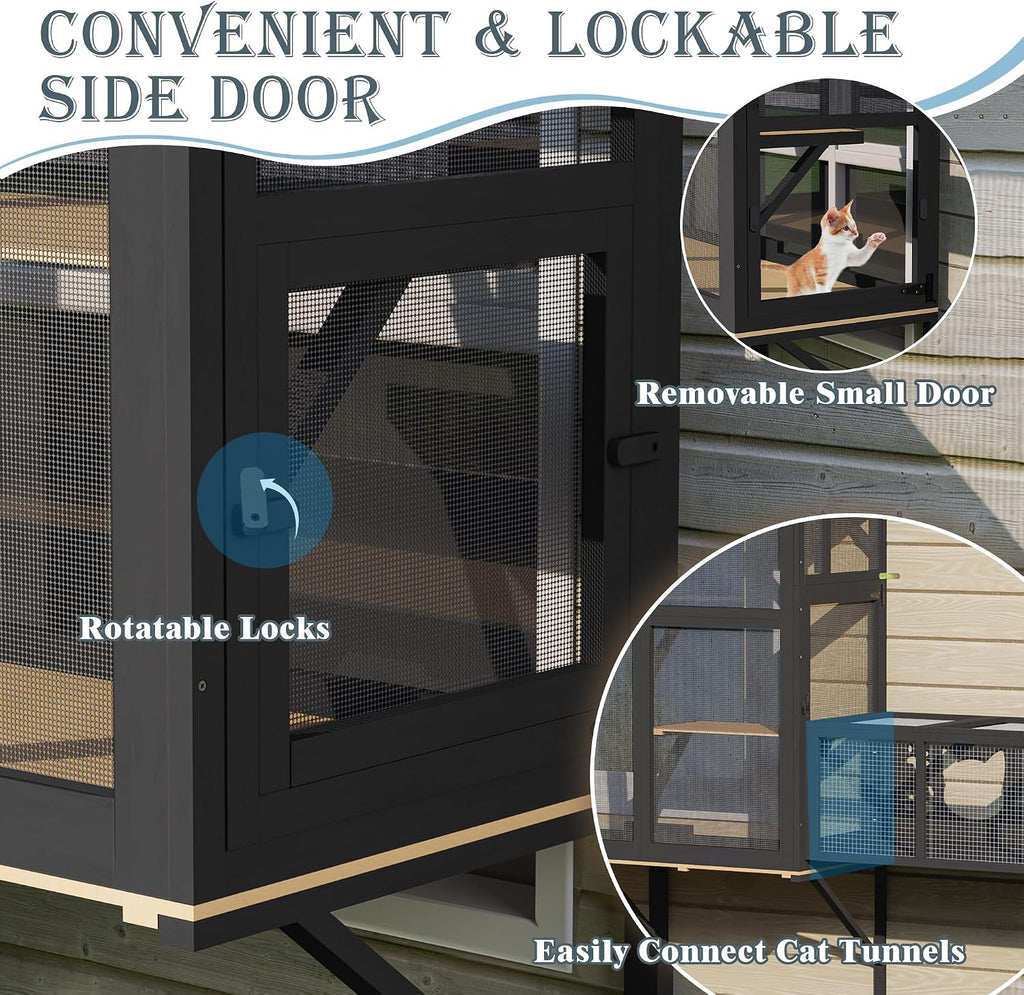 Large Catio Cat Window Box, Outdoor Cats Window Perch Enclosure