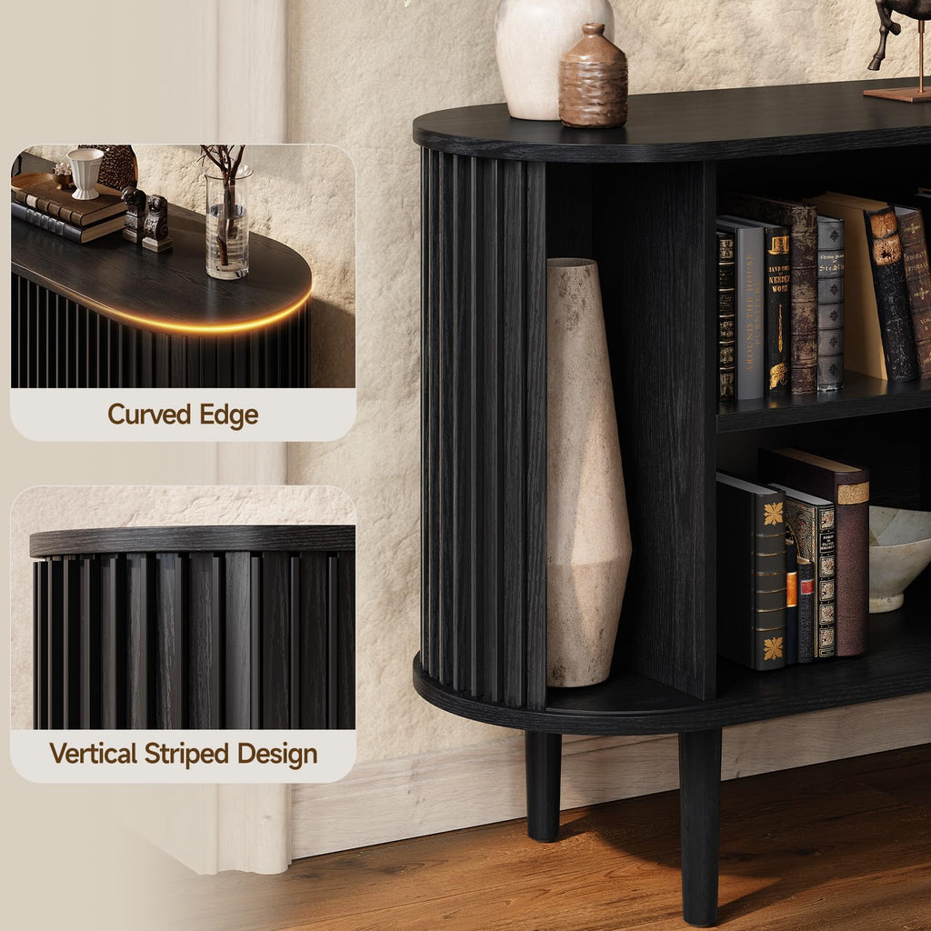 55" Buffet Sideboard Cabinet with 2 Door/Adjustable Shelf, Black